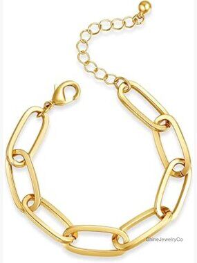 Gold Plated Chunky Large Link Chain Bracelet for Women